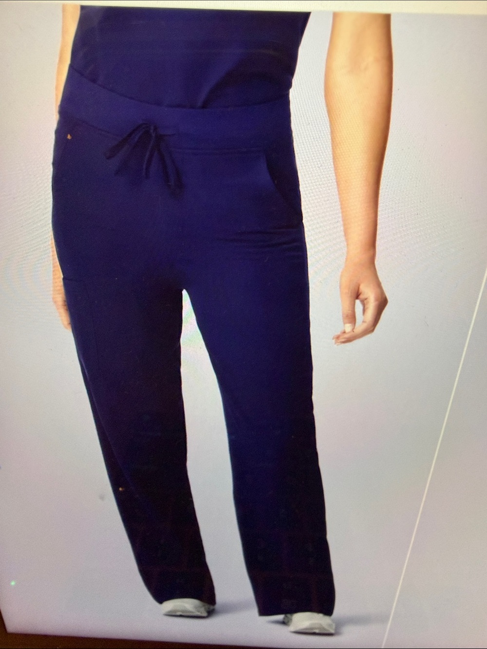 Mandala High Waisted Wide Leg Scrub Pants Navy Medium Tall NWT